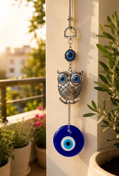 Little hands decor Evil Eye Hanging for Home Protection, Premium OWL Evil Eyes Decorative Showpiece  -  20 cm
