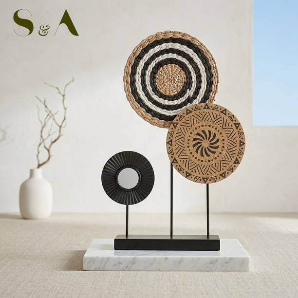 Zoonior Handcrafted Knitted Art, Wood Mandala & Metal Craft, Modern Centerpiece Decorative Showpiece - 44 cm