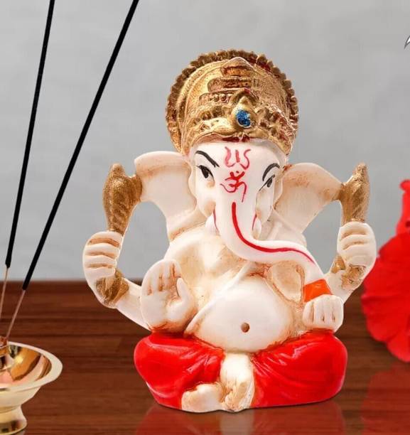 mithu Lord Ganesha for Gift Ganesha for car Dashboard Ganesh Decorative Showpiece  -  10 cm