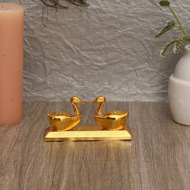 sanskaari Swan Duck Shap Haldi,KumKum Holder,Chandan Roli Box,Love Birds,Duck Pair Chopda Decorative Showpiece  -  4 cm