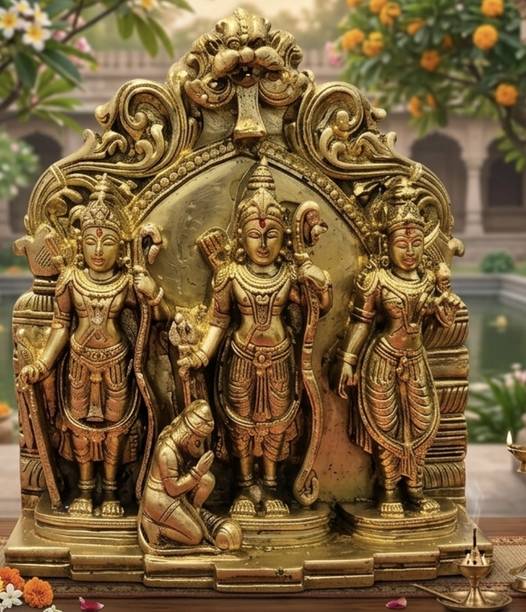 KEERTHI Ram Darbar Idol with Hanuman Decorative Showpiece  -  18 cm