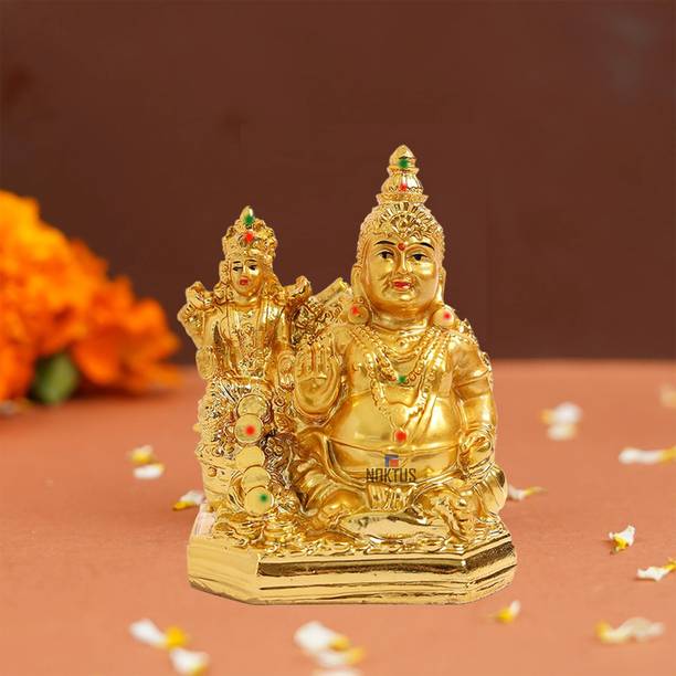 NOKTUS Kubera Lakshmi Statue / Lord Kubera and Lakshmi Statue for Wealth and Harmony Decorative Showpiece  -  10 cm