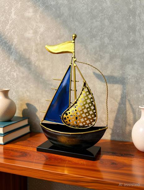 Handicrafy Metal Sailboat Showpiece | Nautical Home Decor Boat Decorative Showpiece  -  24 cm