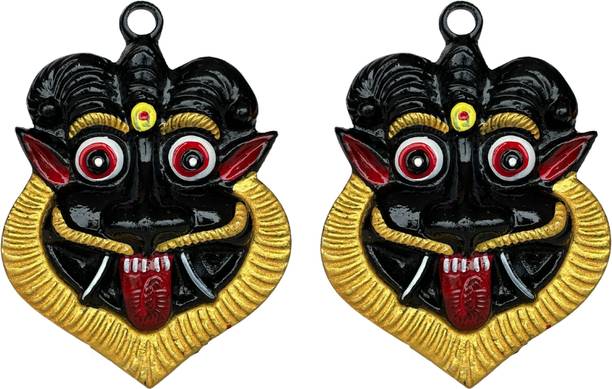 SalvusEstore Metal Mahakal Face Mask Nazar Battu: Evil Eye Protector for Home, Office & Shop Decorative Showpiece  -  11 cm