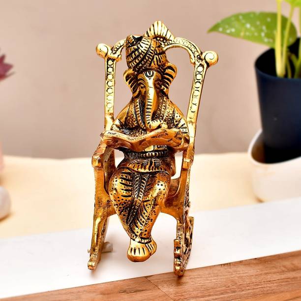 Chhariya Crafts Ganesh Reading Ramayana On Chair Decorative Showpiece  -  14 cm