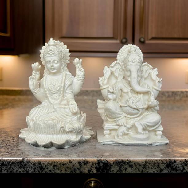 salvusappsolutions Marble Dust God Laxmi-Ganesha Statue For Home/Temple/Office Decor & Gifting Decorative Showpiece  -  10 cm