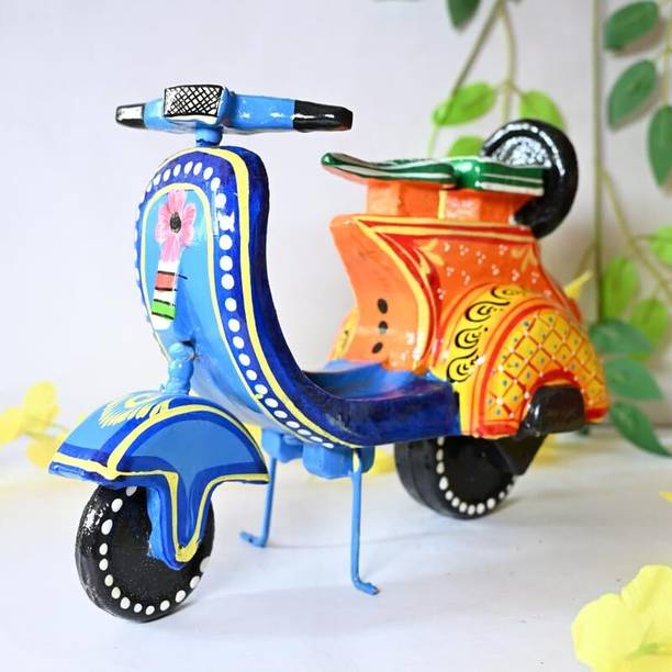 Caya Crafts Wooden Scooter Vehicle Toys Handmade & Handpainted for Kids Decorative Showpiece  -  10 cm