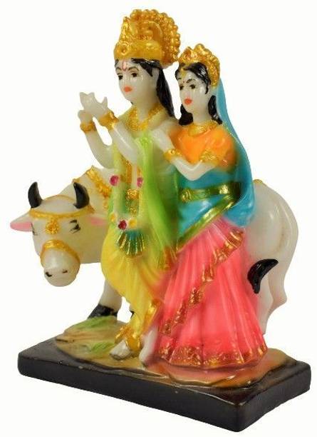 Real Craft Radha Krishna Cow God Murti Figurine Religious for Mandir/Temple/Home/Office Decorative Showpiece  -  19 cm