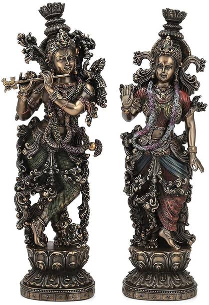 Notchcreations Bronze Radha Krishna Statue for Home Temple Decoration Decorative Showpiece  -  37.5 cm