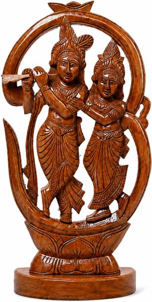 EarthKalaa EarthKalaa Handcrafted Wooden Radha Krishna Showpiece for Home Decor Decorative Showpiece  -  25.5 cm