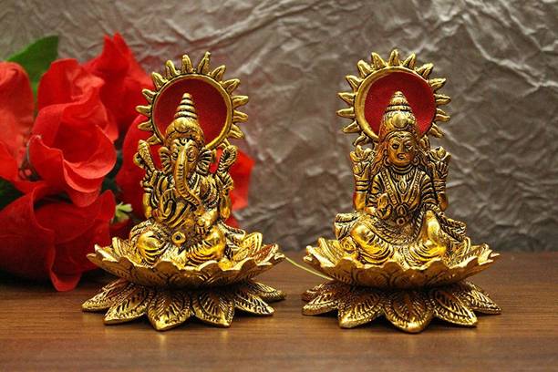 DARIDRA BHANJAN Laxmi ganesh idol | Laxmi Ganesha Showpiece Figurine | Lakshmi ganesh Murti Decorative Showpiece  -  10 cm