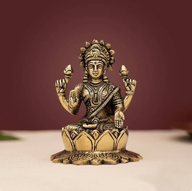 krishnagallery1 Astadhatu Brass laxmi Murti For Home Temple Pooja Use Decorative Showpiece  -  14 cm