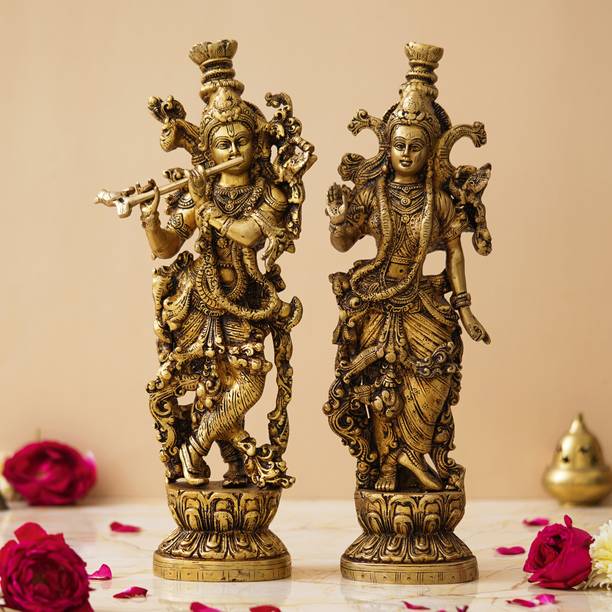 shyam antique creation 14" Radha Krishna Murti Divine Love God Idol Radhe Krishna Statue for Home Decorative Showpiece  -  35.56 cm