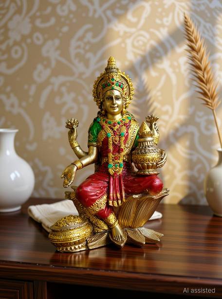 A & S VENTURES Polyresin Laxmi Ji Murti for Car Dashboard Figurine Idol Statue Decorative Showpiece  -  17 cm
