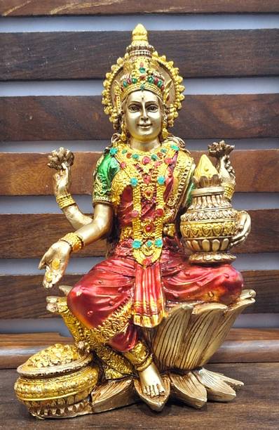 A & S VENTURES Polyresin Laxmi Ji Murti for Car Dashboard Figurine Idol Statue Decorative Showpiece  -  17 cm