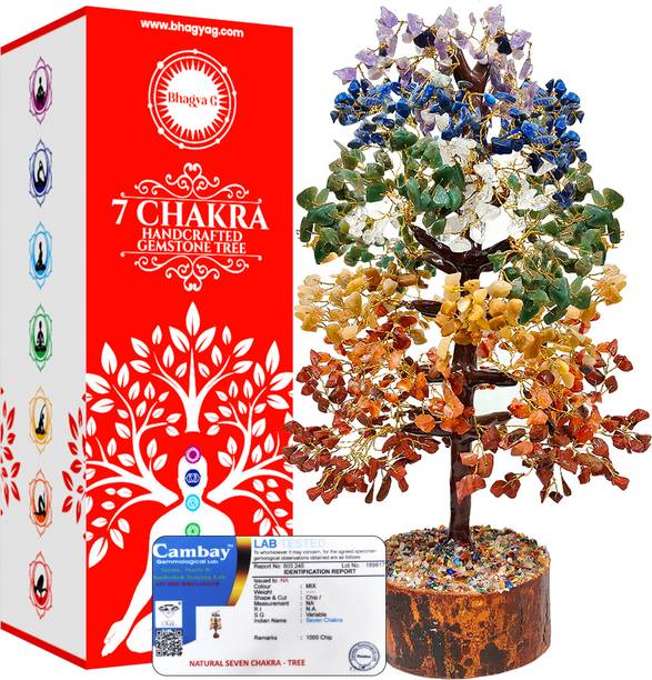 BHAGYA G 7 Chakra Crystal Tree 1000 Beads for Energy Healing Meditation Home Office Decor Decorative Showpiece  -  42 cm