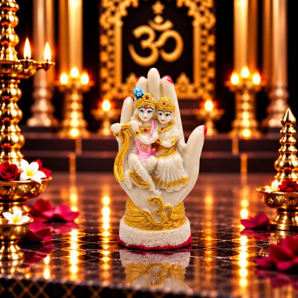 PUCHCHI Aashirwad Hast Radha Krishna Divine Idol Decorative Showpiece - 4 cm