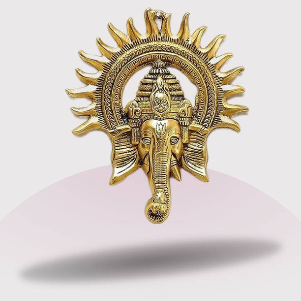 ASHAMARTT Metal Sun Decorative Ganesha Wall Hanging | Lord Ganesha Statue Wall Art Decorative Showpiece  -  14 cm