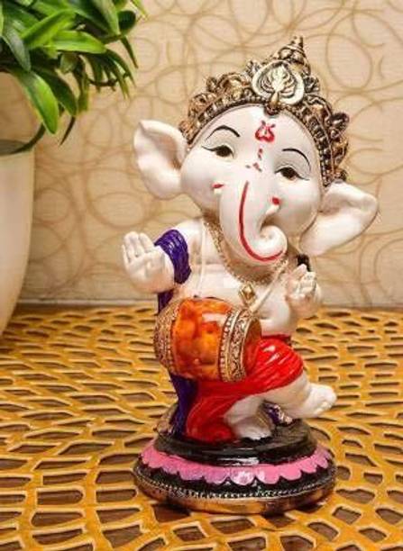 PICKARTME Little Cute Ganesha Murti (Dholak), Lord Ganesha statue | Idol for Home Décor Decorative Showpiece  -  15 cm
