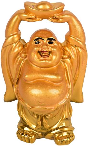 Misty Alle 1 boat laughing buddha money tokri standing buddha gift and return gift Decorative Showpiece  -  6 cm