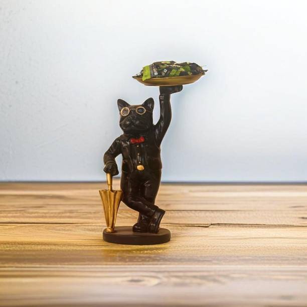 Flipkart SmartBuy Dog with Plate for Storage Statue - Vintage Home Decor - Functional Art Piece Decorative Showpiece  -  26 cm