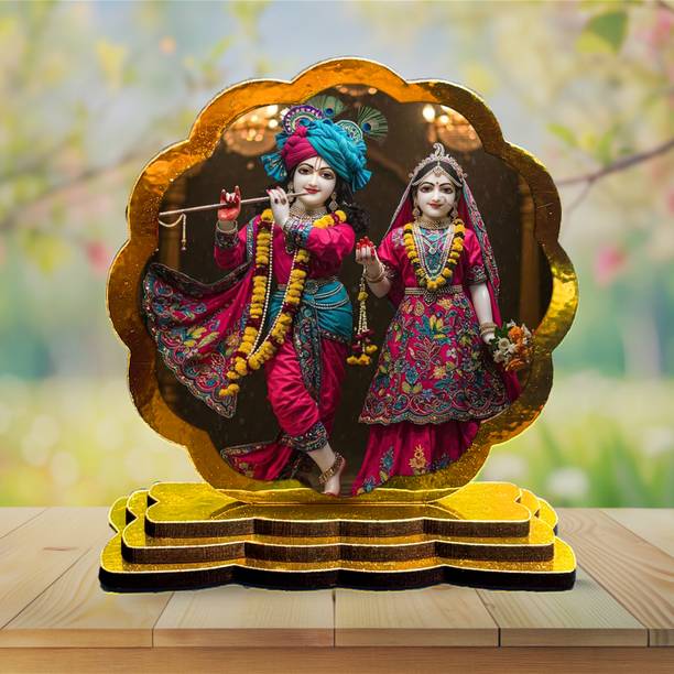 ar creative Radha Krishan Ji Car Dashboard Idol, God Statue For Car, Home, Office डेकोरेटिव शोपीस - 9 cm