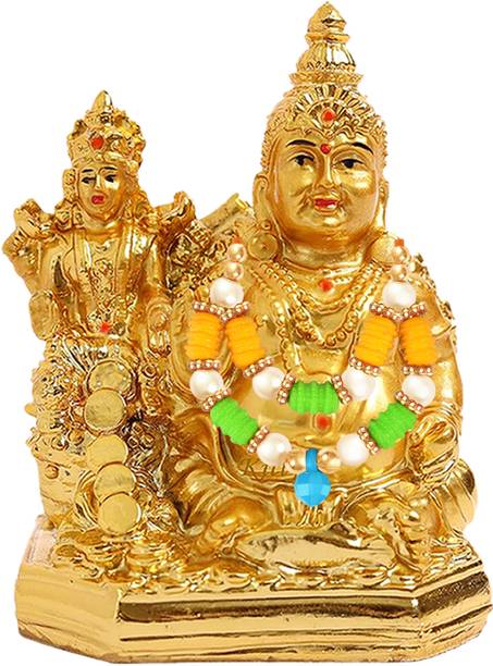 Kitlyn Maa Lakshmi With Kuber God Statue - Kuber ji Maharaj Idol with Designer Maala Decorative Showpiece  -  10 cm