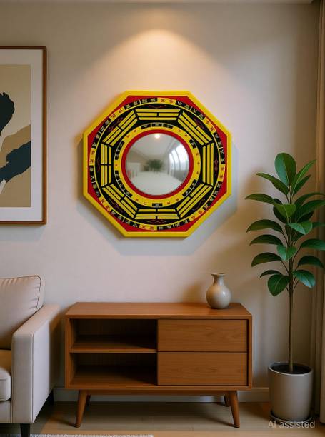 Plus Value Pakua Bagua Convex Mirror for Home & Office Main Door Entrance Protection Decorative Showpiece  -  11.5 cm