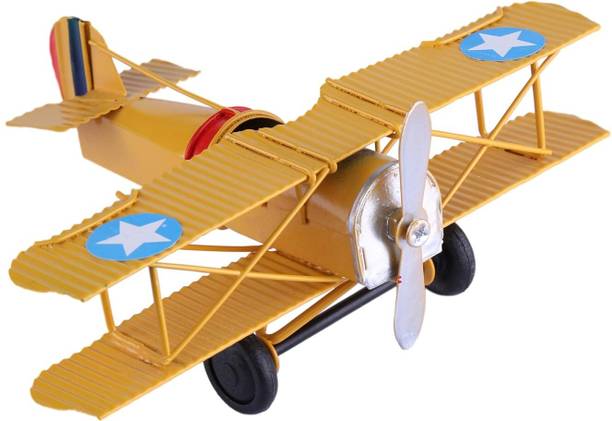 HEVASNEK Table Top Decorative Showpiece for Home Decor Jet Office Glossy Metal Aircraft Decorative Showpiece  -  6 cm