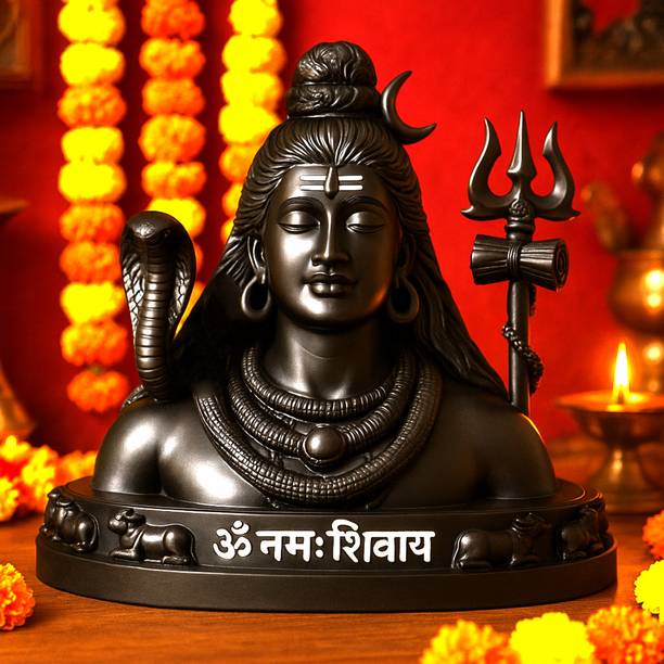 NIHARIKA HANDICRAFT Adiyogi Shiva statue with Trishul – Perfect for Car, Temple, Pooja and Gifting Decorative Showpiece  -  9.5 cm