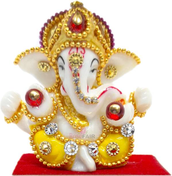 ROSEFAIR God Idol For Car Dashboard Murti Ganpati Idol For Home Decor Puja Lord Ganesh Decorative Showpiece  -  12.2 cm