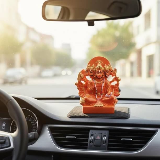 QUBIX Hanuman Resin Idol for Car Dashboard, Home & Office Desk Decor Decorative Showpiece  -  9 cm