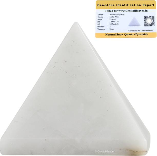 Crystal Heaven Crystal Heaven Certified Snow Quartz Pyramid - 1" Inch for Positive Energy Decorative Showpiece  -  3 cm