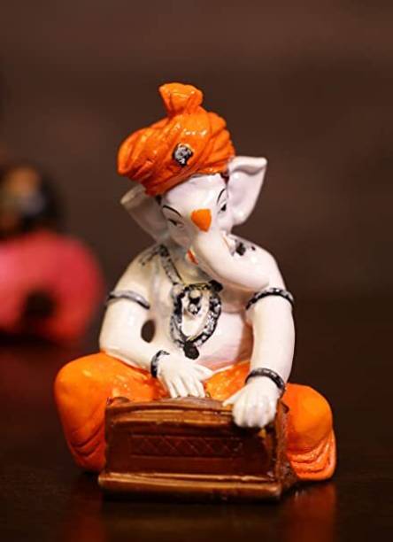SN Handicrafts Sitting Lord Ganesha with Harmonium Idol Decorative Showpiece for Home Decor Decorative Showpiece  -  14.6 cm