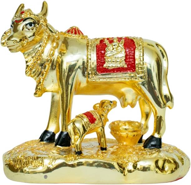 Aarya24KT Gold Cow With Calf - Medium Decorative Showpiece  -  10 cm