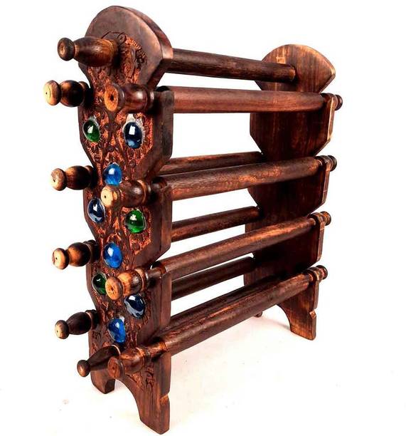 Apkamart Handcrafted Wooden Bangle Stand - 8 Rod - For Table Decoration and Gifts Decorative Showpiece  -  38 cm