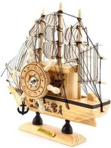 QWICK CLICK Wooden Sailing Ship Showpiece fo office, gift or Home Decorative Showpiece  -  20 cm