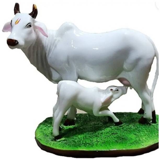 S A Gifts Sacred Kamdhenu Cow and Calf Idol for Good Luck, Wealth, Vastu & Prosperity Decorative Showpiece  -  21 cm