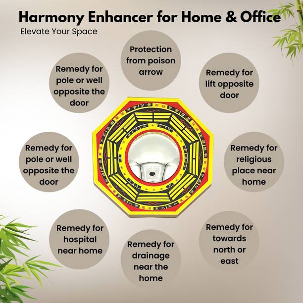 Plus Value Feng Shui Bagua Pakua Convex Mirror Deflect Negative Energy & Protection for Home & Office Decorative Showpiece  -  18 cm