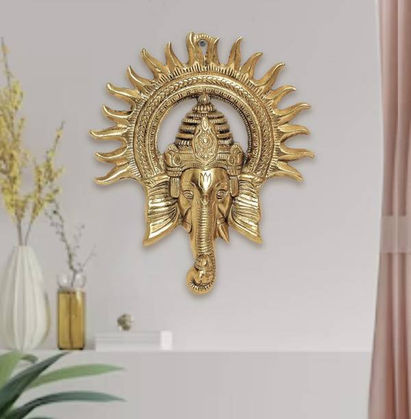 Hastcraft Ganesha Face with Sun Rays for Divinity, Ganpati Ji Home & Gift Decorative Showpiece  -  20.3 cm