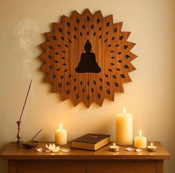 SAVITREND Wooden Wall Hanging Wood Art for Home, Office & Temple Décor Decorative Showpiece - 20.38 cm