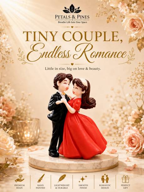 Petals & pines Romantic Dancing Couple Miniature Showpiece DIY Mini Garden | Cute Couple Gift Decorative Showpiece  -  2.2 cm