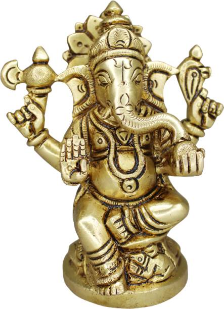 vinayakmoorti Ganesh/Ganesha/Ganesh ji/Ganpati Bappa Ashtadhatu Idol/Murti/Statue (H:-4 In) Decorative Showpiece  -  11 cm
