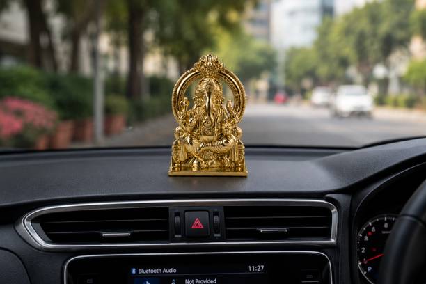 ruby collection Decorative Ganesha Statue for Car Dashboard, Home & Office | Lucky Showpiece Decorative Showpiece  -  6 cm