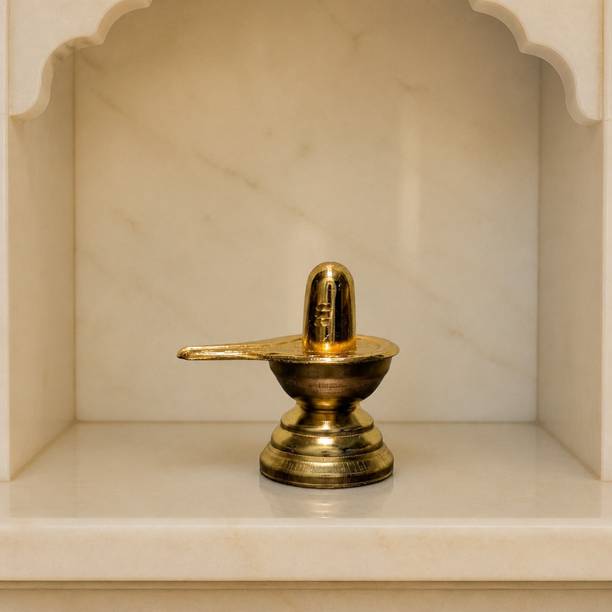 Aarubhi Mandiram Shivling Idol with Yoni Base for Home Mandir 6 cm Decorative Showpiece  -  6 cm