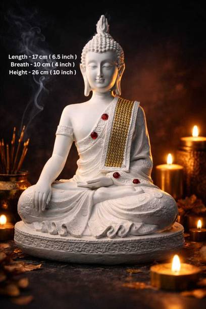 Ragome 11-inchi-001-White-Buddha Decorative Showpiece  -  26.5 cm