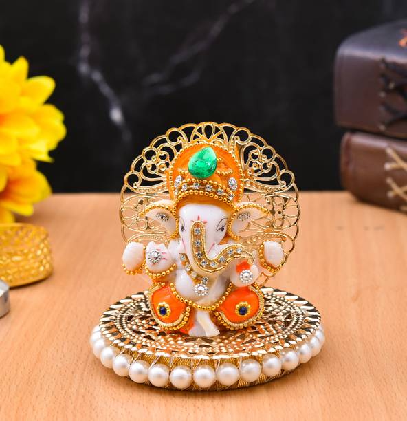 UniqueArt Lord Ganesha Idol Figurine Showpiece Hindu Polyresin Car Dashboard Decorative Showpiece  -  3.5 cm