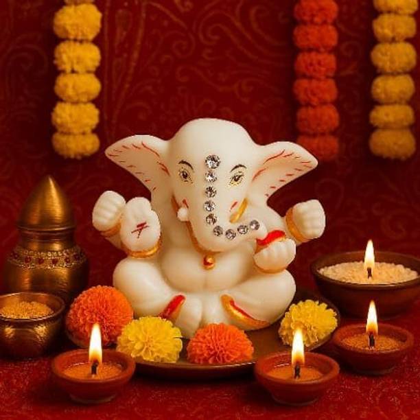 LUPAAVA Handcrafted Lord Ganesha Idols Decorative Showpiece  -  6 cm