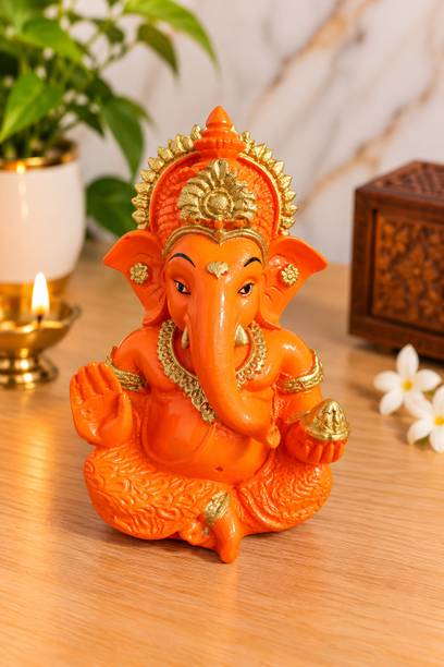 sss sculpture SSS SCULPTURE Ganesh Ji Idol for Home Temple & Office Decor | Lord Ganesha Murti Decorative Showpiece  -  9 cm