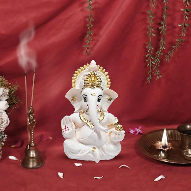ANI DIVINE Lord Ganesh Idol for Car Dashboard Puja Room Mandir Temple Office Desk Decorative Showpiece  -  8 cm